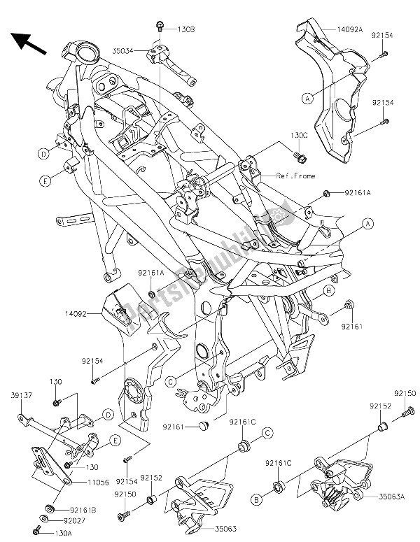 Toutes les pièces pour le Ferrures De Cadre du Kawasaki Z 250 SL ABS 2015