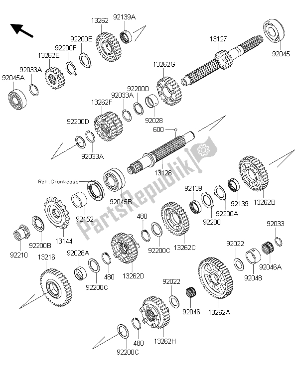 All parts for the Transmission of the Kawasaki ZZR 1400 ABS 2015