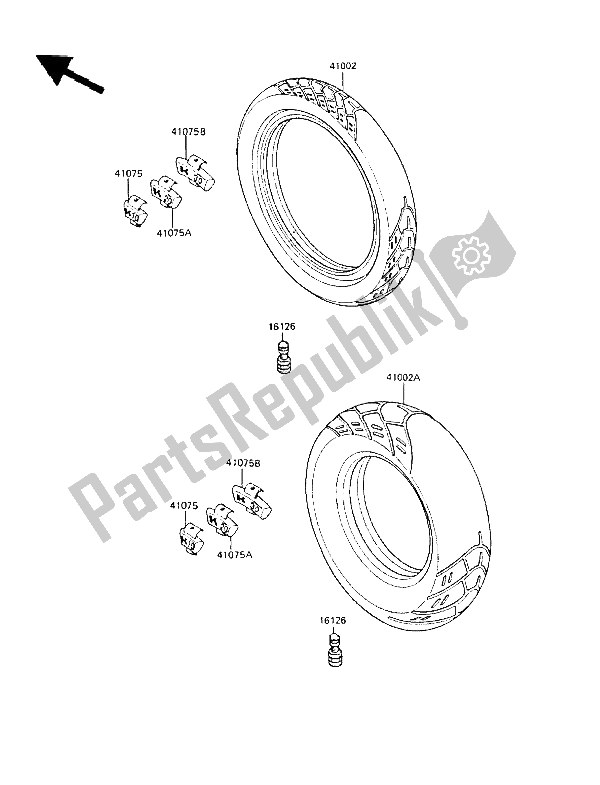 Tutte le parti per il Pneumatici del Kawasaki LTD 450 1986