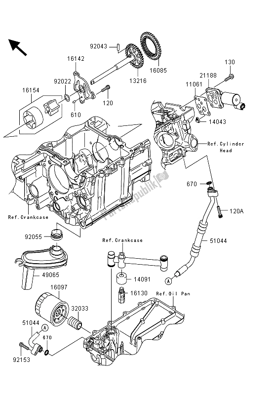 All parts for the Oil Pump of the Kawasaki 1400 GTR ABS 2013