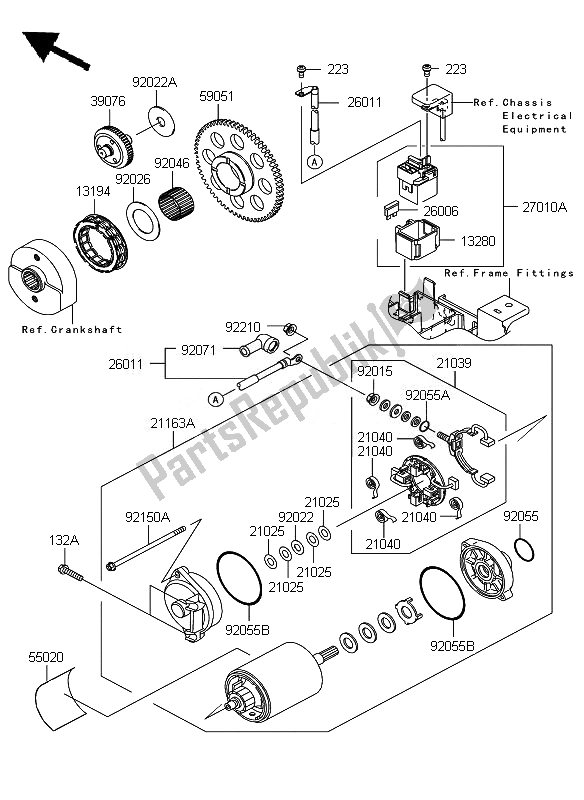 All parts for the Starter Motor of the Kawasaki VN 900 Custom 2010