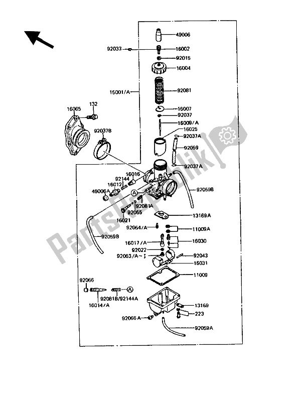 Todas las partes para Carburador de Kawasaki KMX 125 1989