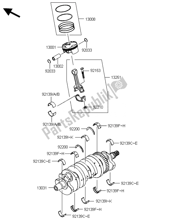 All parts for the Crankshaft & Piston(s) of the Kawasaki Ninja ZX 6R 600 2014