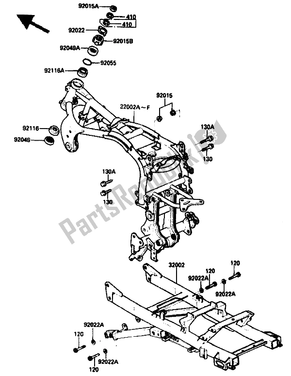 Tutte le parti per il Telaio del Kawasaki GPZ 750R 1985