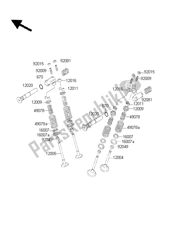 Tutte le parti per il Valvola del Kawasaki KLE 500 2001