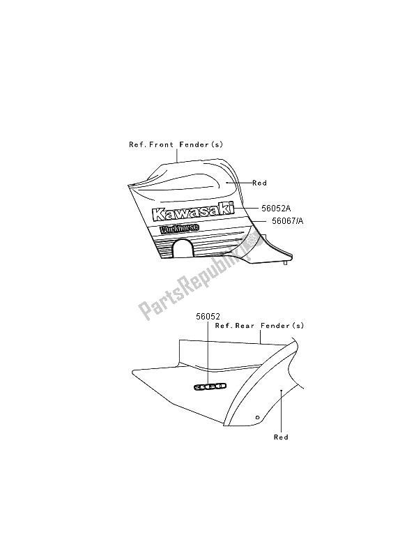 Wszystkie części do Kalkomanie (czerwone) (as) Kawasaki KVF 360 2006