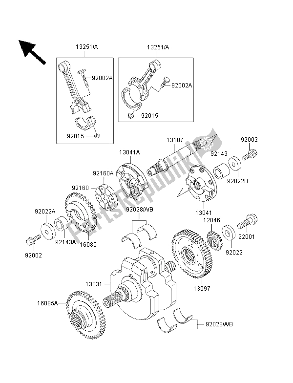 Toutes les pièces pour le Vilebrequin du Kawasaki VN 1500 Classic Tourer FI 2002