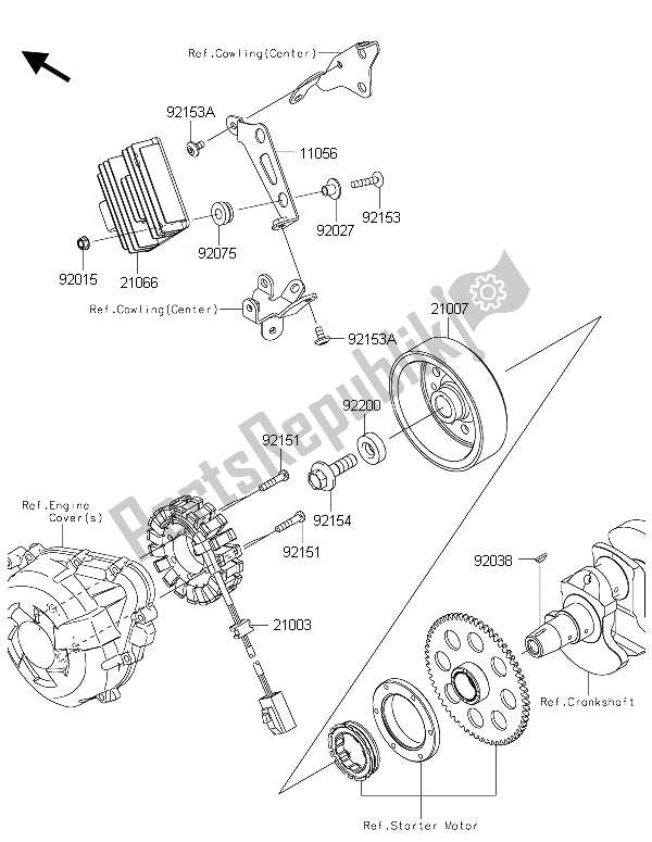 All parts for the Generator of the Kawasaki Z 1000 2015