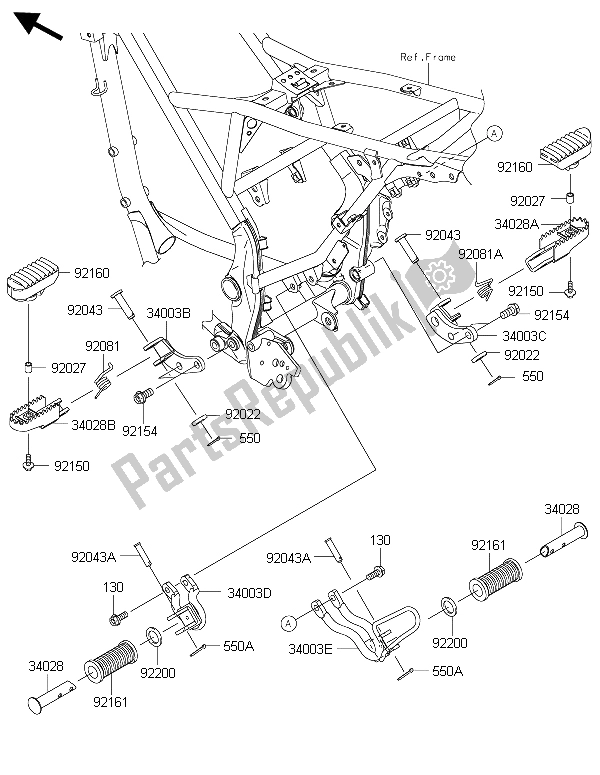 Tutte le parti per il Poggiapiedi del Kawasaki KLX 125 2015