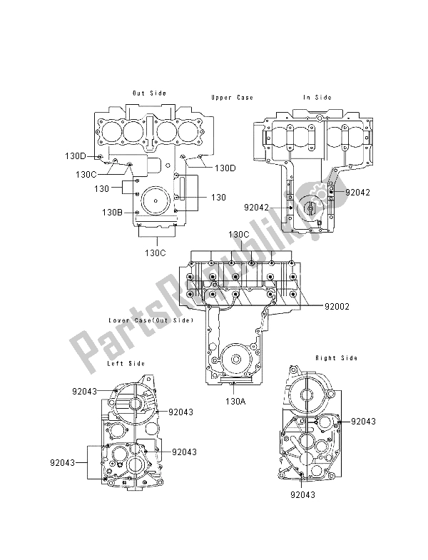 Todas las partes para Patrón De Perno Del Cárter de Kawasaki Zephyr 750 1996