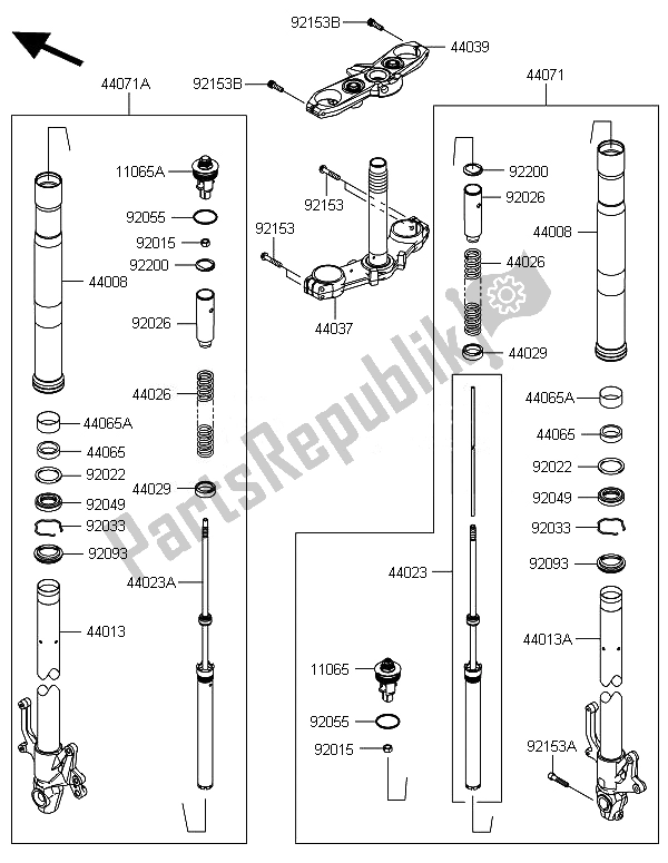 Todas las partes para Tenedor Frontal de Kawasaki Z 800 2014