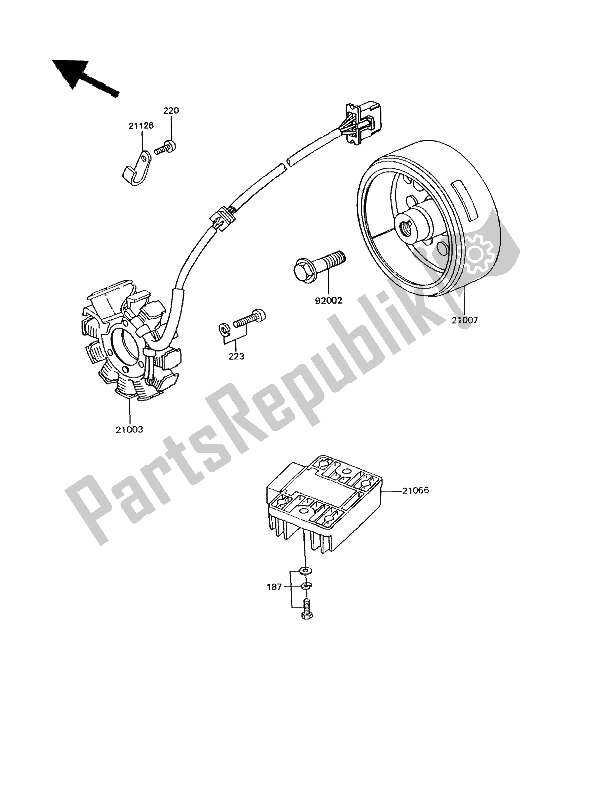 All parts for the Generator of the Kawasaki GPZ 305 Belt Drive 1994