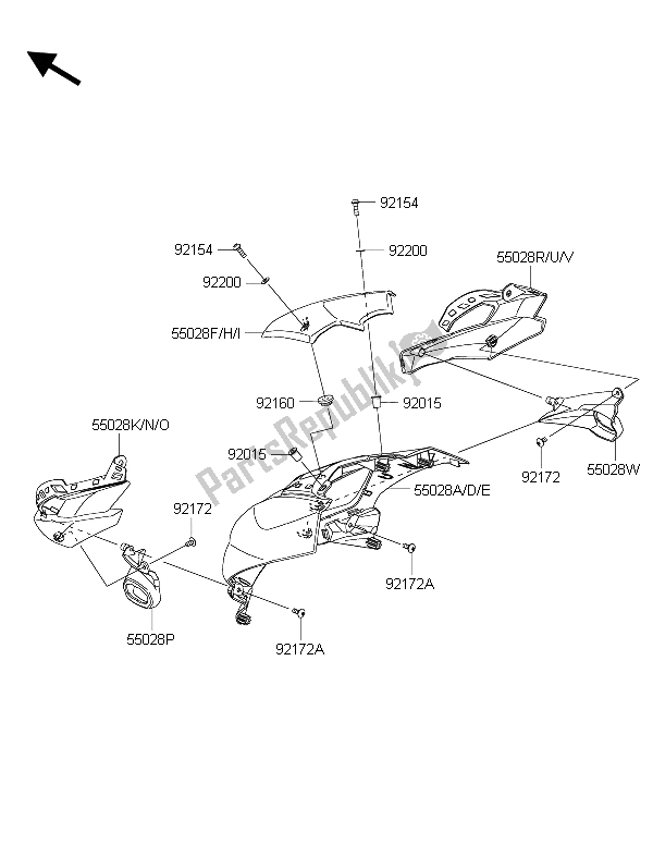 Todas las partes para Carenado (superior) de Kawasaki Z 1000 ABS 2015