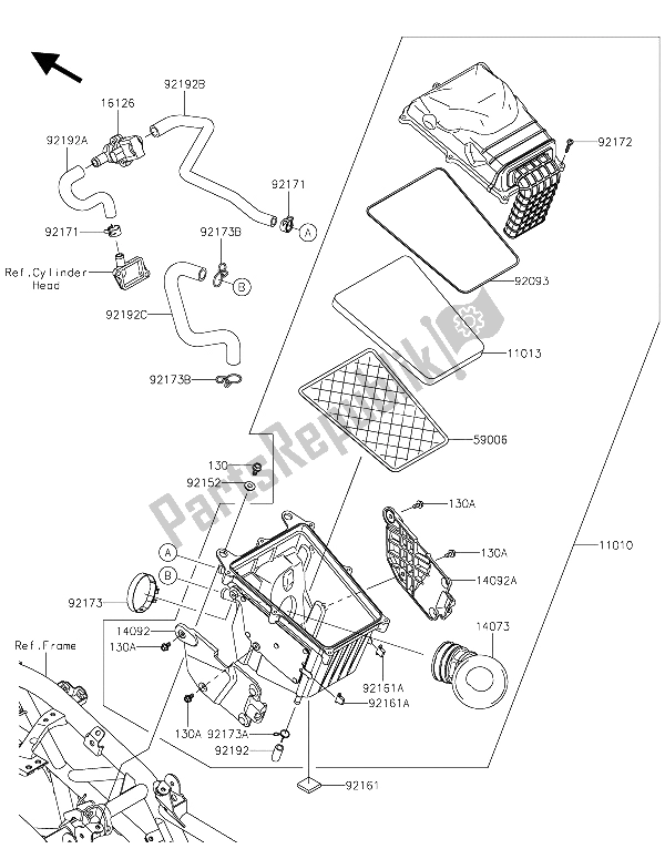 Alle onderdelen voor de Luchtfilter van de Kawasaki Z 250 SL 2015