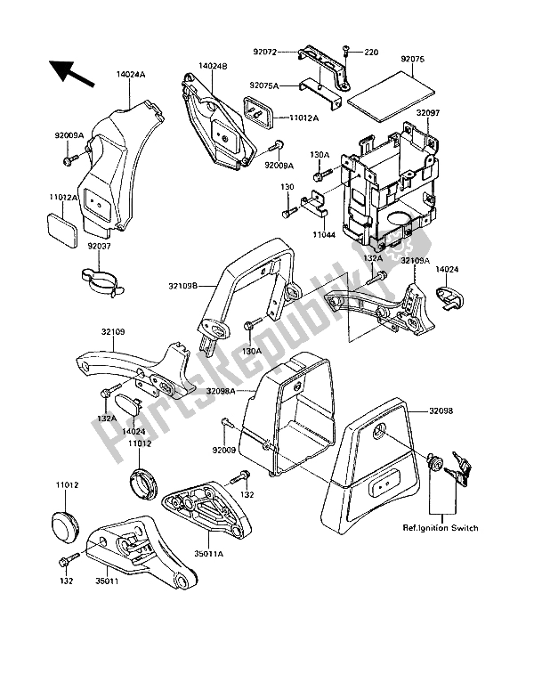 All parts for the Battery Case of the Kawasaki VN 750 Twin 1987