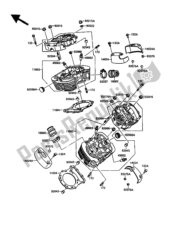 Tutte le parti per il Testata del Kawasaki VN 15 1500 1991