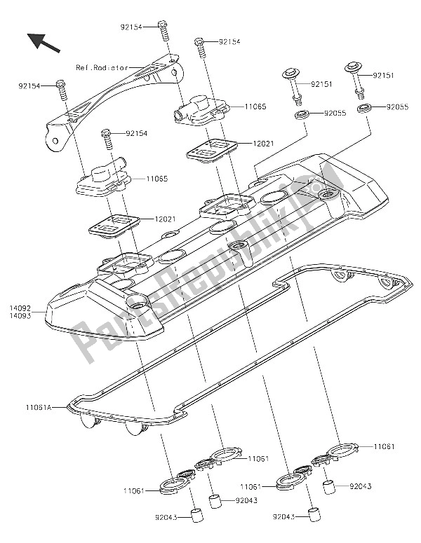 Alle onderdelen voor de Kleppendeksel van de Kawasaki Z 800 2016
