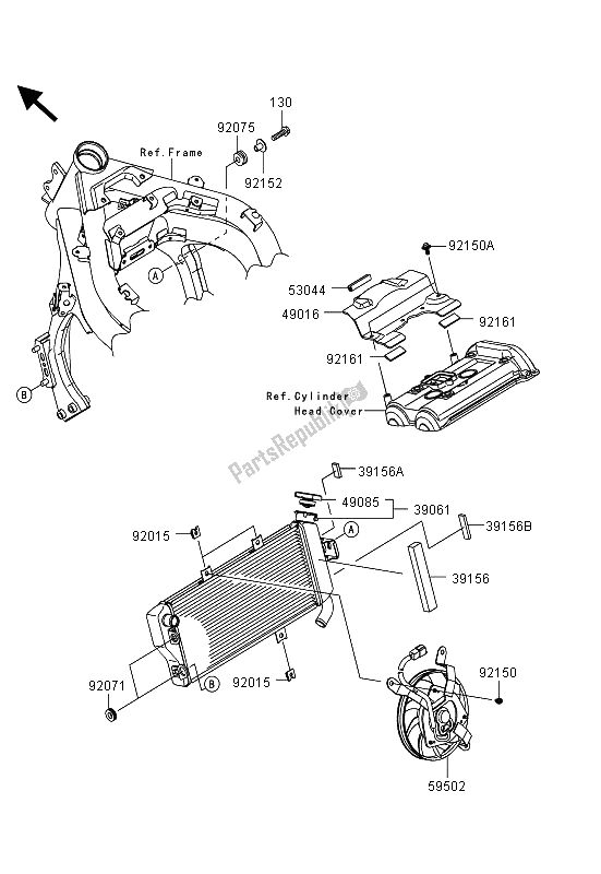 Tutte le parti per il Termosifone del Kawasaki ER 6F ABS 650 2013