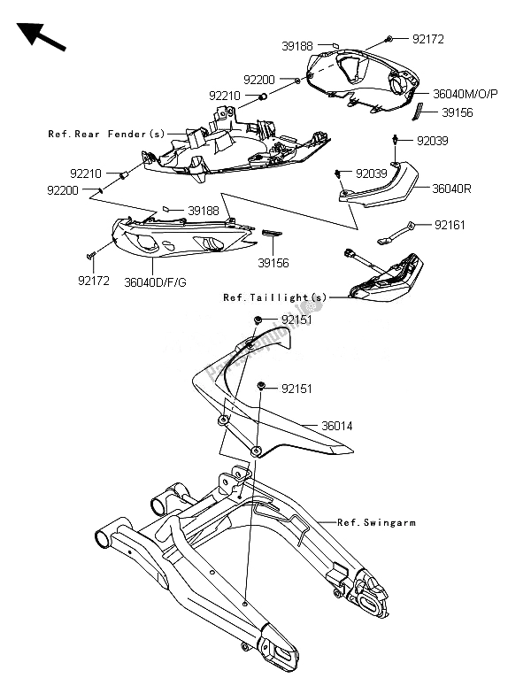 Toutes les pièces pour le Couvercles Latéraux Et Couvre Chaîne du Kawasaki ER 6N 650 2014