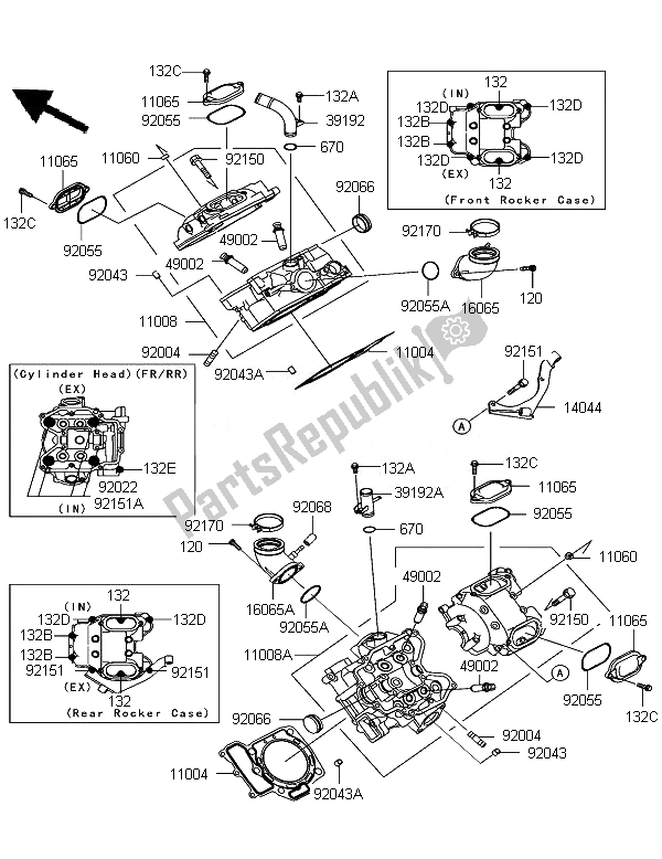 Tutte le parti per il Testata del Kawasaki KFX 700 KSV 700B7F 2007