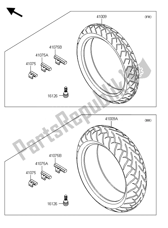 All parts for the Tires of the Kawasaki Ninja ZX 10R 1000 2010