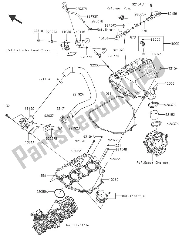 Tutte le parti per il Camera D'aria del Kawasaki Ninja H2R 1000 2016