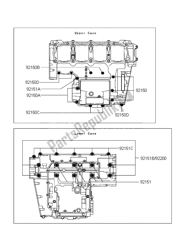 Tutte le parti per il Modello Del Bullone Del Basamento del Kawasaki Z 1000 2004