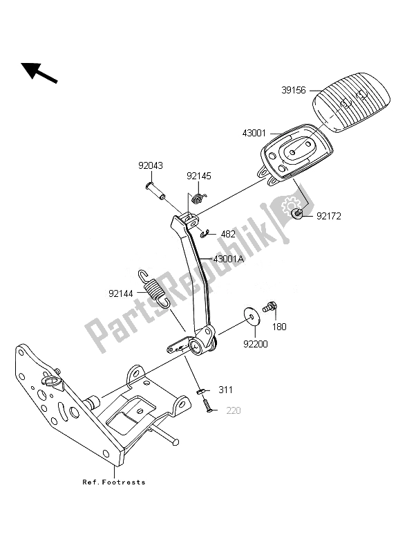 All parts for the Brake Pedal of the Kawasaki VN 1700 Classic Tourer ABS 2011