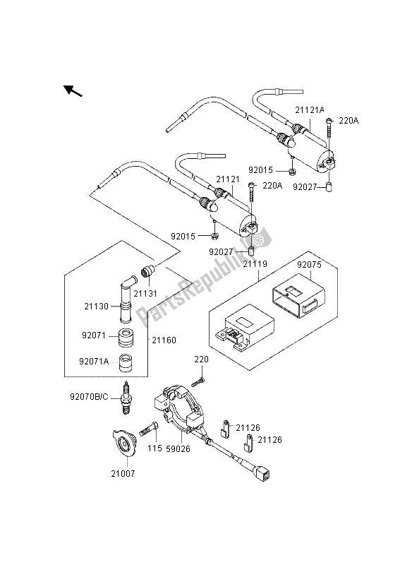 All parts for the Ignition System of the Kawasaki Eliminator 600 1995