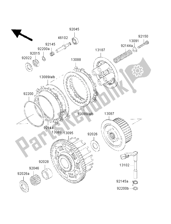 Toutes les pièces pour le Embrayage du Kawasaki Ninja ZX 6R 600 2002