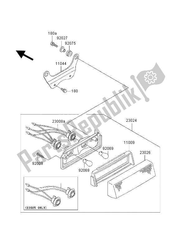 Alle onderdelen voor de Achterlicht van de Kawasaki KLF 300 2000