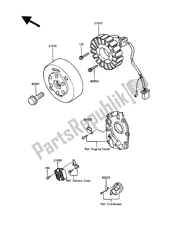 All parts for the Generator of the Kawasaki GPZ 600R 1989