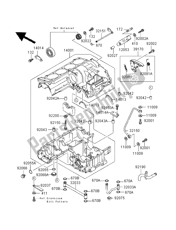 All parts for the Crankcase of the Kawasaki ZZR 1100 1995