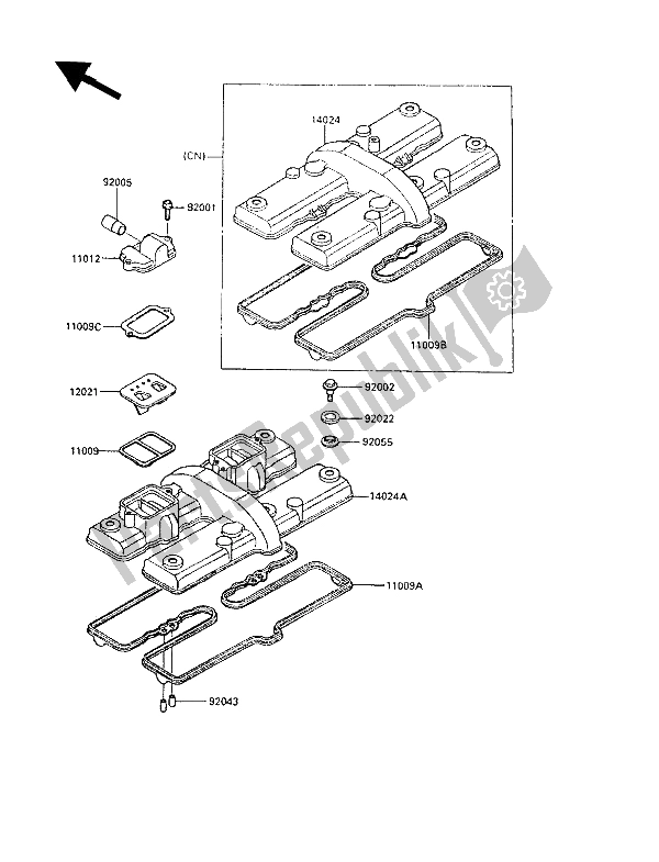 Tutte le parti per il Coperchio Della Testata del Kawasaki GPZ 600R 1989