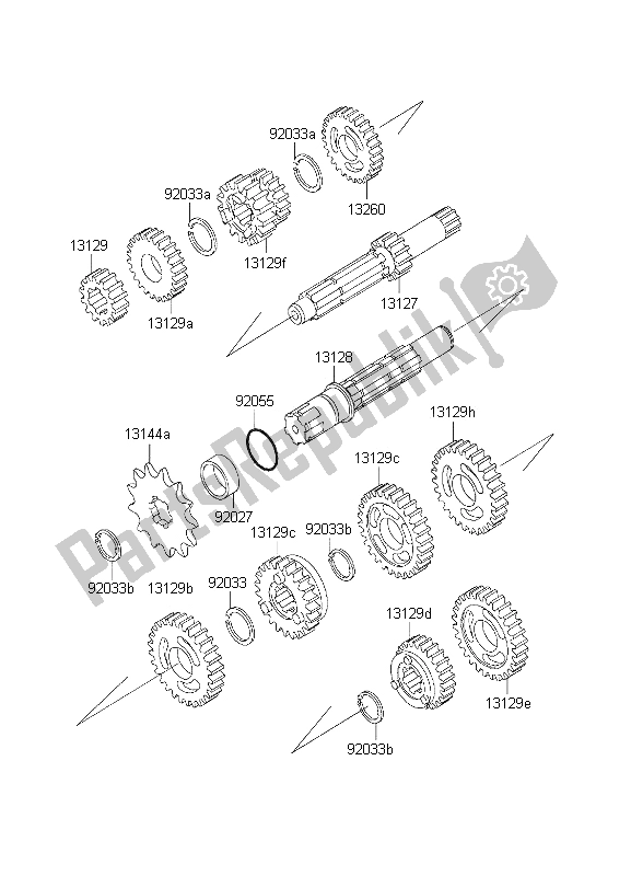 All parts for the Transmission of the Kawasaki KX 65 2000