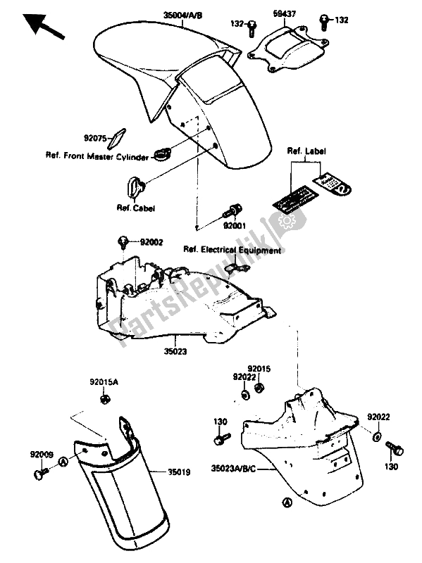 All parts for the Fender of the Kawasaki ZX 10 1000 1990