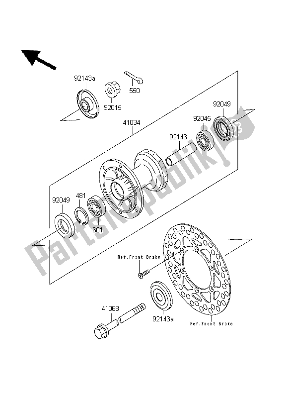 Tutte le parti per il Mozzo Anteriore del Kawasaki KX 80 SW LW 1999