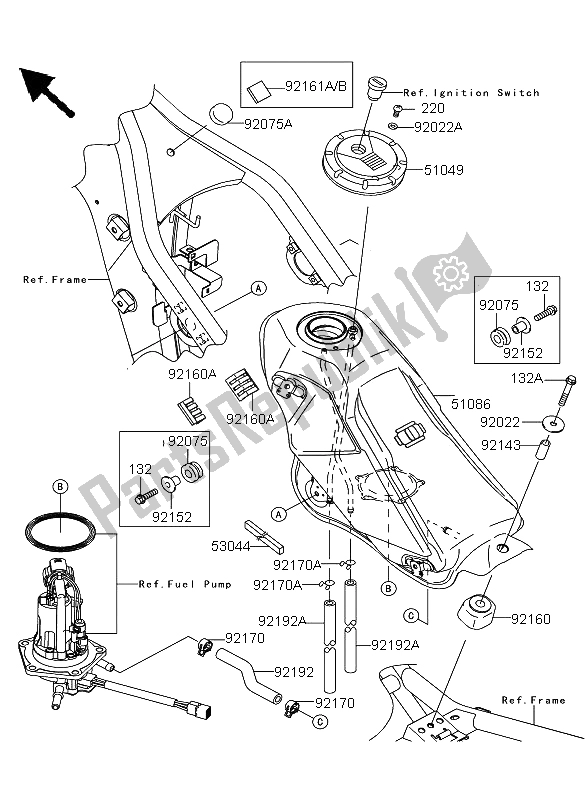 Tutte le parti per il Serbatoio Di Carburante del Kawasaki KLX 250 2011