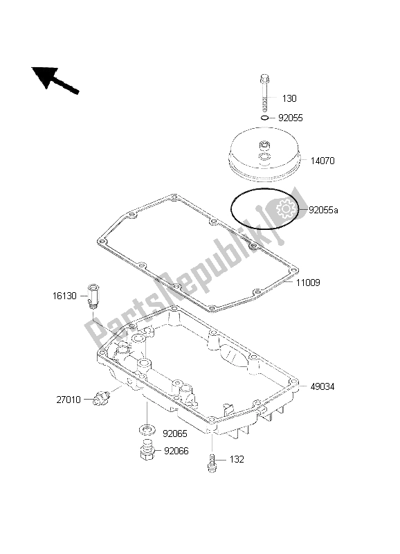 All parts for the Breather Cover & Oil Pan of the Kawasaki EN 500 2001