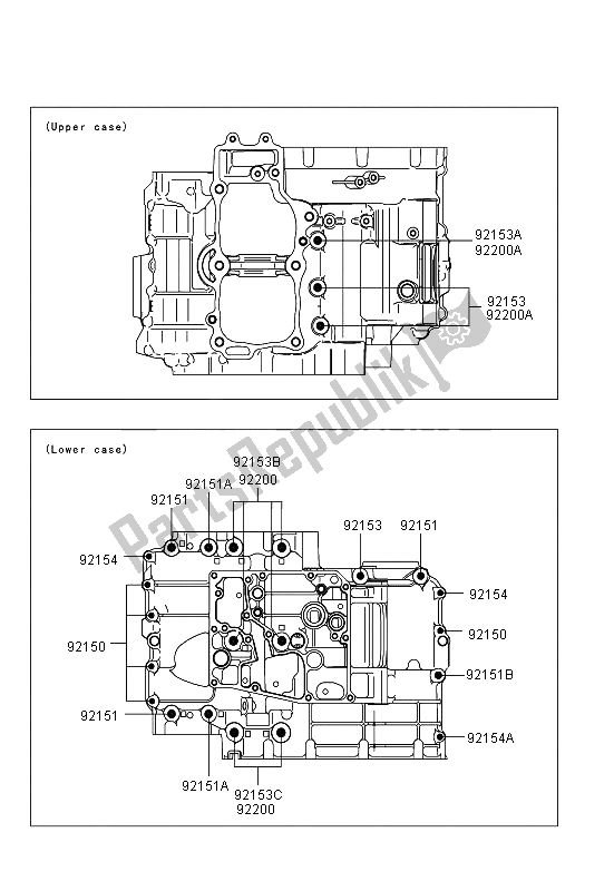 All parts for the Crankcase Bolt Pattern of the Kawasaki ER 6N 650 2013
