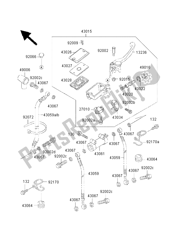 All parts for the Front Master Cylinder of the Kawasaki 1000 GTR 2000