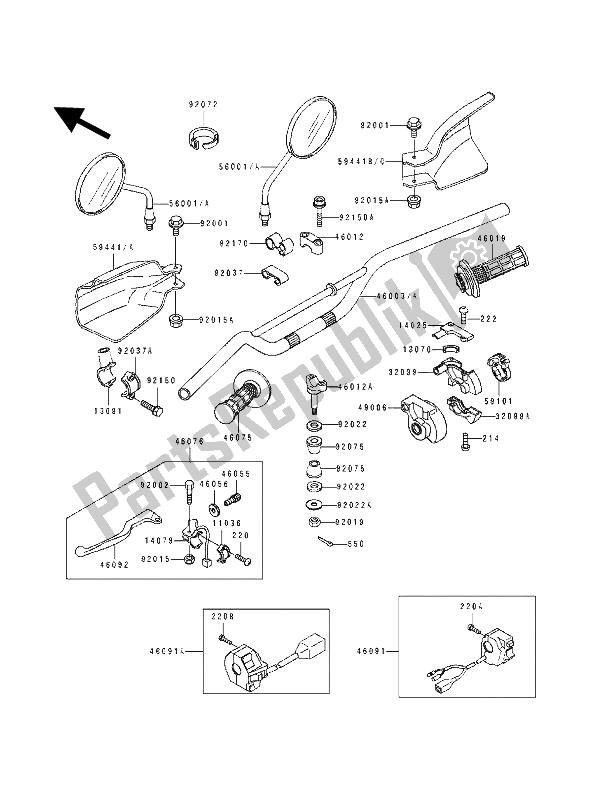 Tutte le parti per il Manubrio del Kawasaki KDX 125 1992