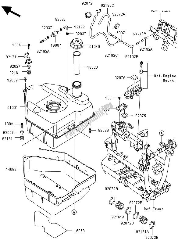 Todas las partes para Depósito De Combustible de Kawasaki KVF 750 4X4 2012