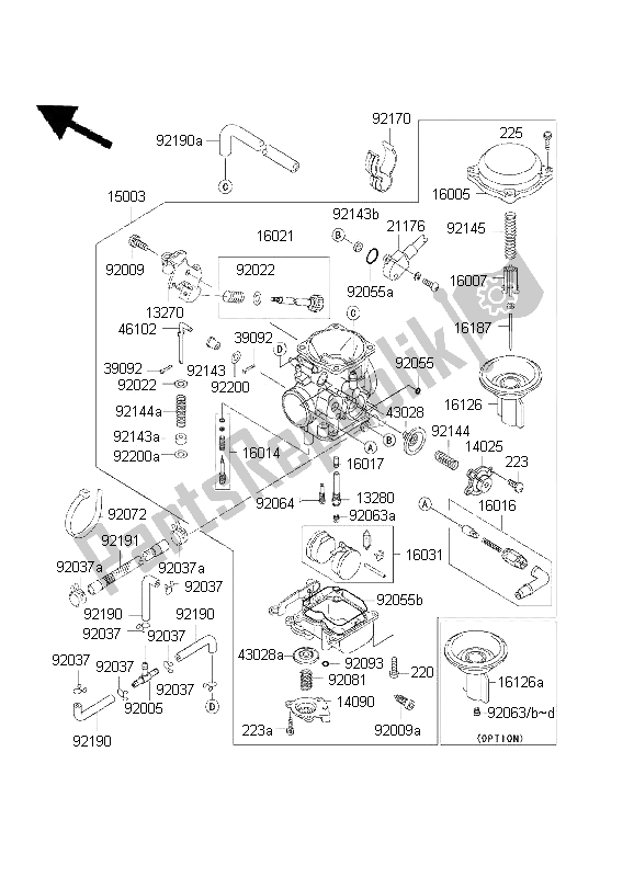 Tutte le parti per il Carburatore del Kawasaki VN 800 Drifter 2001