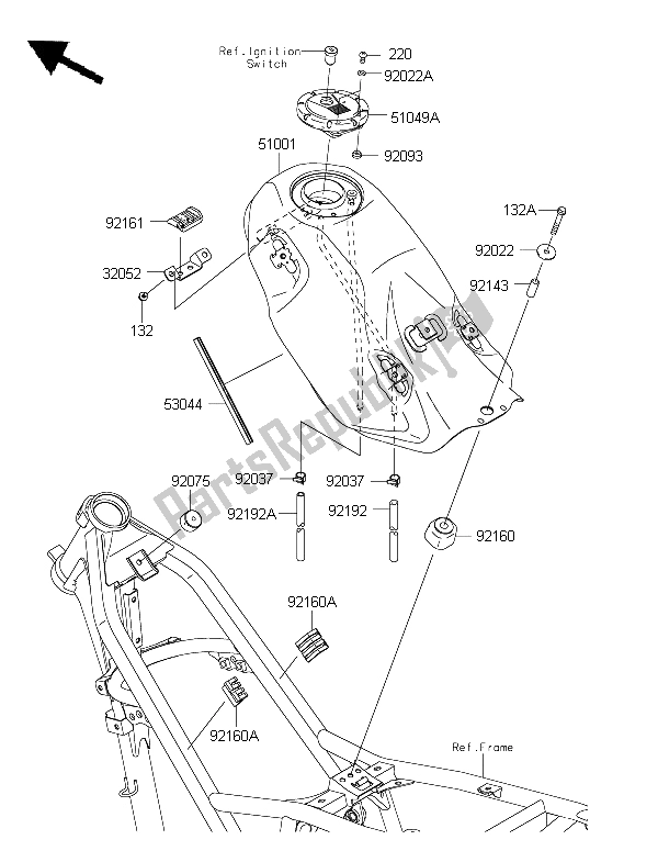 All parts for the Fuel Tank of the Kawasaki KLX 125 2015