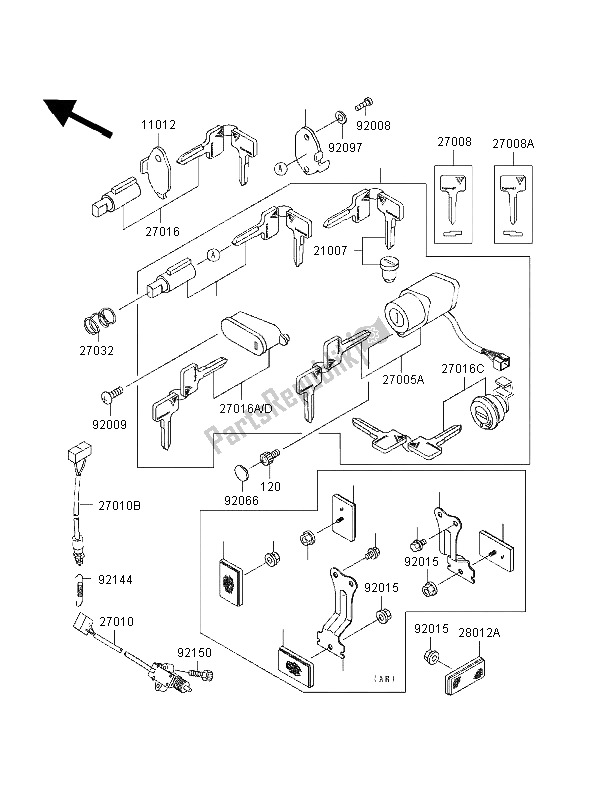 All parts for the Ignition Switch of the Kawasaki VN 800 1998