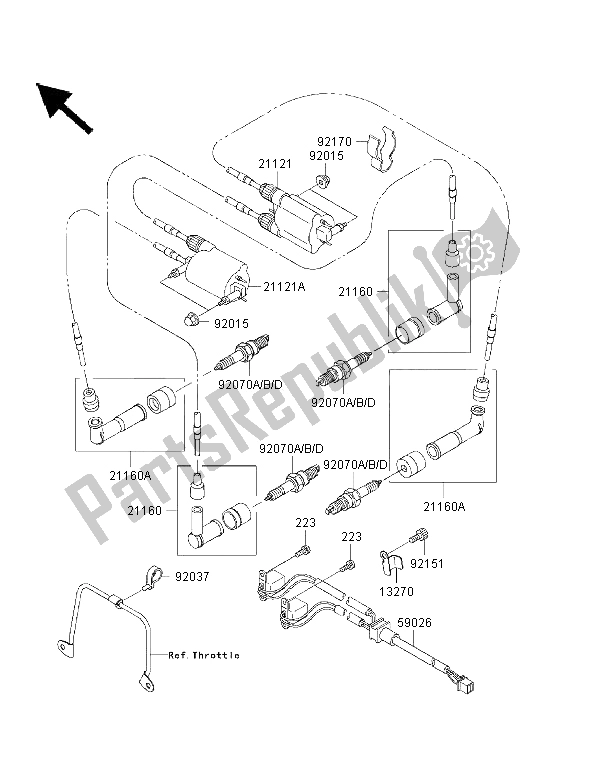 All parts for the Ignition System of the Kawasaki VN 1500 Classic Tourer FI 2001