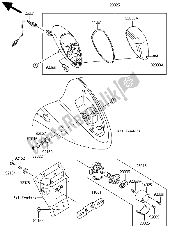 All parts for the Taillight of the Kawasaki VN 900 Custom 2012