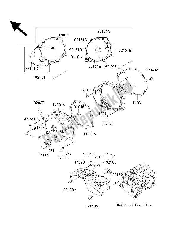 Alle onderdelen voor de Linker Motorkap van de Kawasaki VN 1500 Drifter 1999