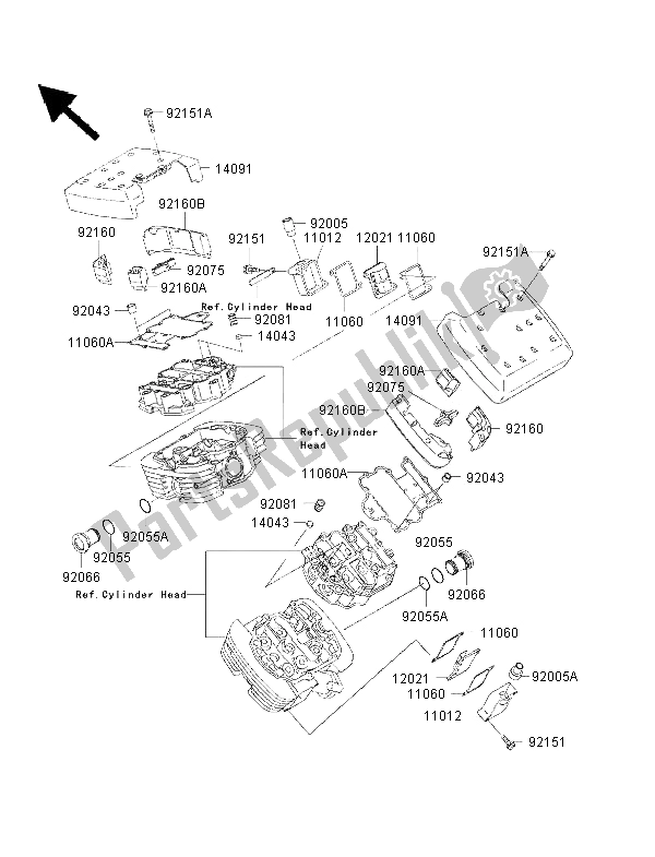 All parts for the Cylinder Head Cover of the Kawasaki VN 1500 Drifter 2001